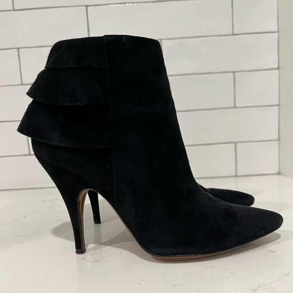 Moschino Suede Ruffle Boot Booties. Black. Size 9. Includes Box. EUC. - Picture 5 of 14